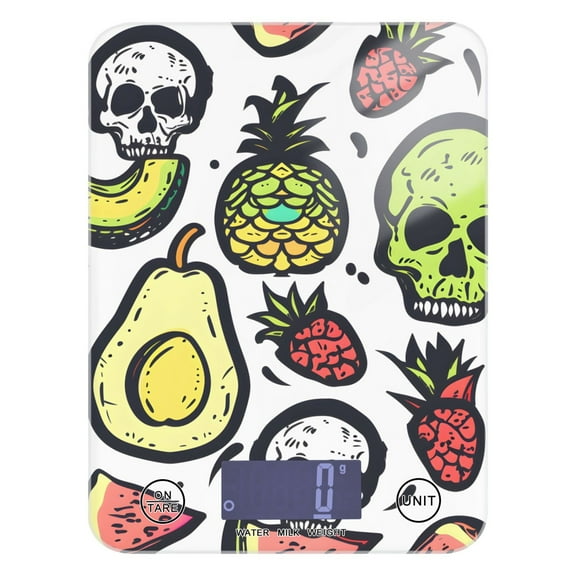 Skeleton Fruit Food Scale Digital Kitchen Scale Waterproof Tempered Glass Tare Function 11 lb for Baking Cooking Meal Prep