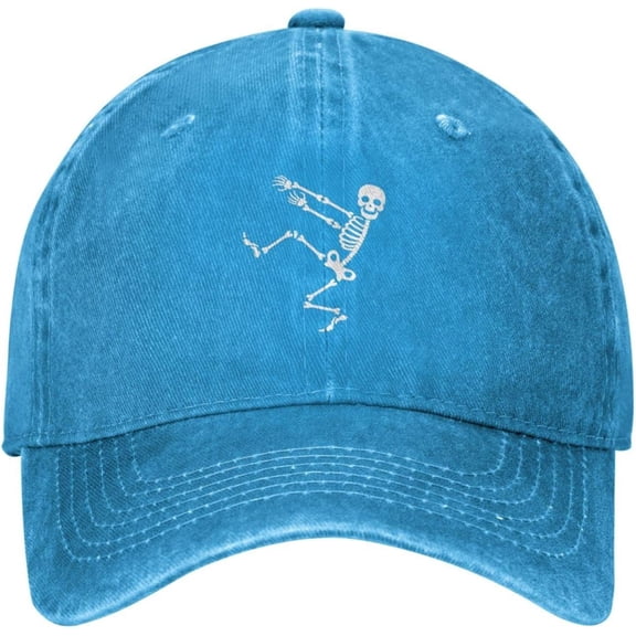 Skeleton Funny Distressed Adjustable Washed Denim Mens Dad Trucker Hat Baseball Ball Cap for Men