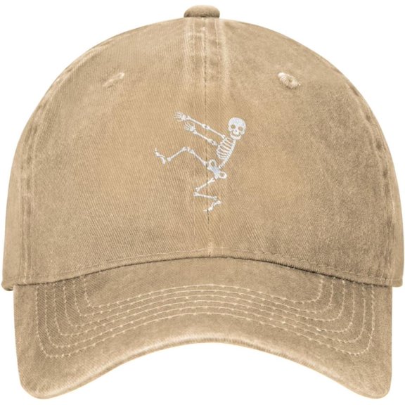 Skeleton Funny Distressed Adjustable Washed Denim Mens Dad Trucker Hat Baseball Ball Cap for Men