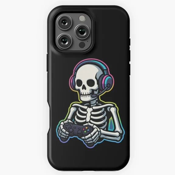 Skeleton Gamer Headphones Controller Gaming Art Protective Case for iPhone 11 12 13 14 15 16 17 Pro Max