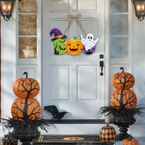 Skeleton Ghost Hanging Decor Halloween Door Wall Decoration with Pre-Tied String for Party Setup - Paper Material Multi-Theme Design Indoor Outdoor Use(A)