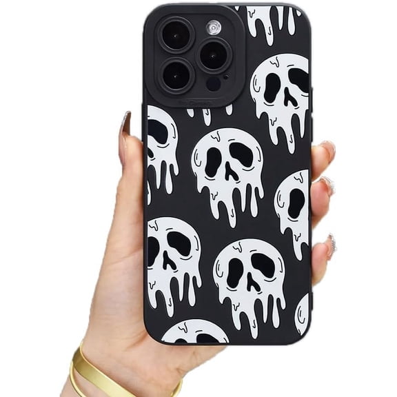 Skeleton Ghost Print Soft  for iPhone Case (Black,iPhone 13)