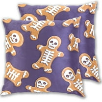 Skeleton Gingerbreads Halloween Christmas Throw Pillow Covers Pillowcases 16 x 16 Inch Home Decor 2 Packs for Bedroom Sofa