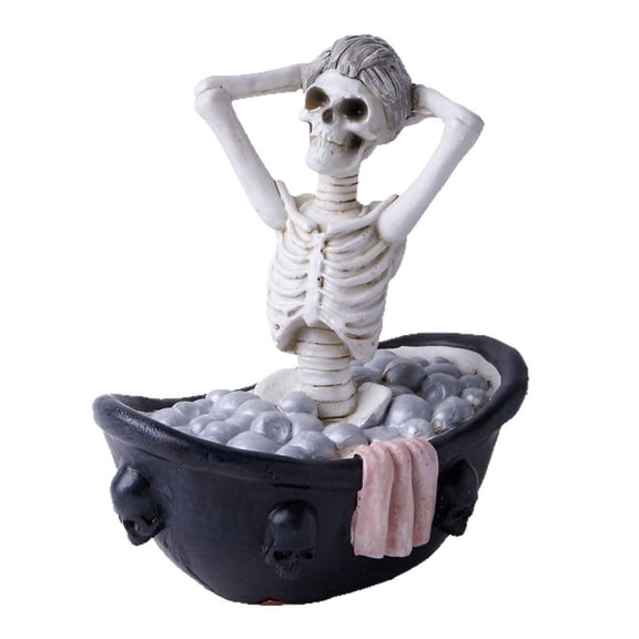 Skeleton Girl Bathing Figurine, Halloween Decor With Bathtub Design, Spooky Home Accent For Living Room, Bathroom, Halloween Party Display - 1Pc
