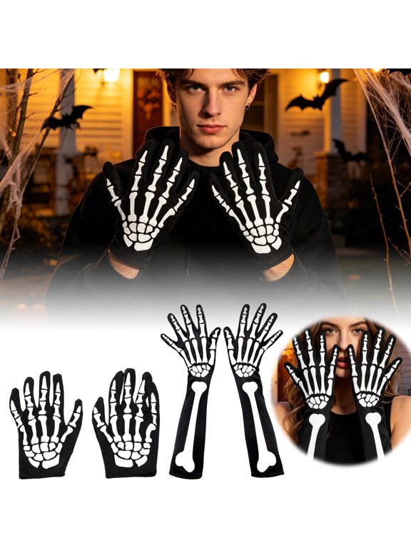 Skeleton Gloves For Women Men Adults Fingerless Goth Gloves Halloween Gloves Fun Party Halloween Accessories a Great Halloween Gifts
