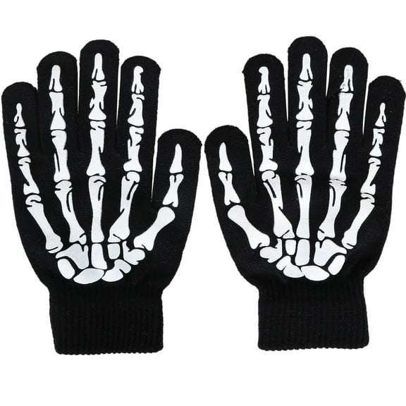 Skeleton Gloves Glow in the Dark Halloween Costume Full Finger Gloves