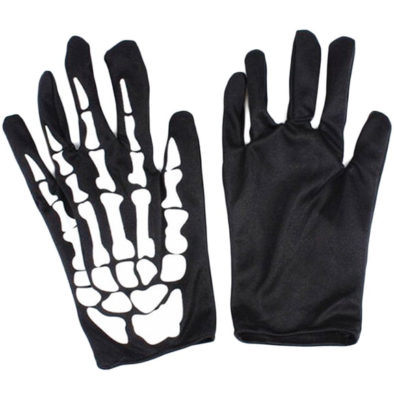 Skeleton Gloves Warm Full Finger Mittens for Halloween Cosplay Party and Daily Wears Size Fits for Most Adults