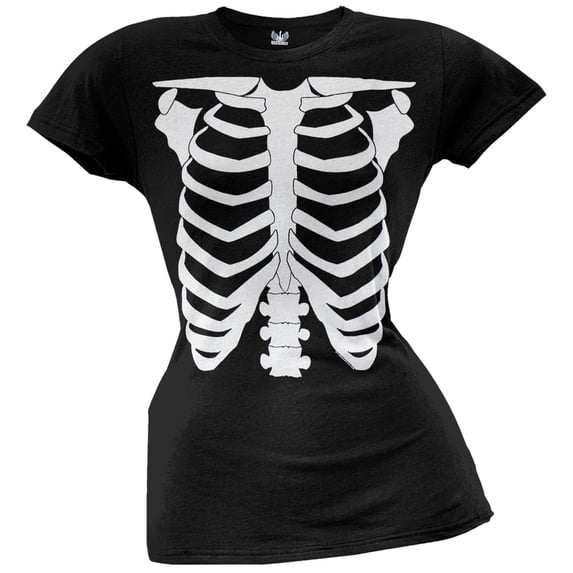 Skeleton Glow In The Dark Juniors Costume T-Shirt - Medium