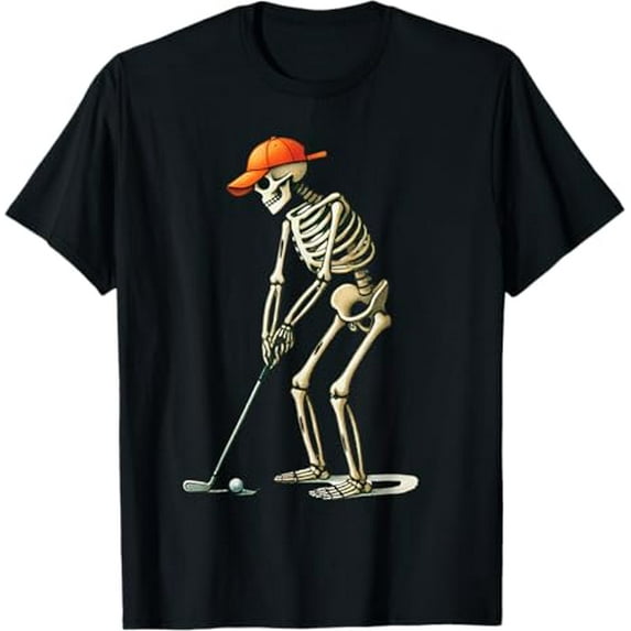 Skeleton Golf Halloween Golfer Golf Player Funny Men Dad T-Shirt tee