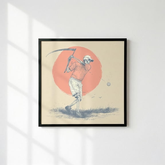 Skeleton Golfer Wall Art Gothic Sports Home Decor