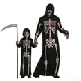 thumbnail image 1 of Skeleton Grim Reaper, Costume Matching Family, Set Hooded Robe Bloody, Skeleton Grim Reaper Costume Matching Family Set Hooded Robe Bloody Bone Print Halloween Outfit for Halloween Party, Men XXL, 1 of 8
