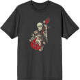 thumbnail image 1 of Skeleton Guitar Edgy Music Rose Adult Charcoal Crew Neck Short Sleeve Tee-Medium, 1 of 2