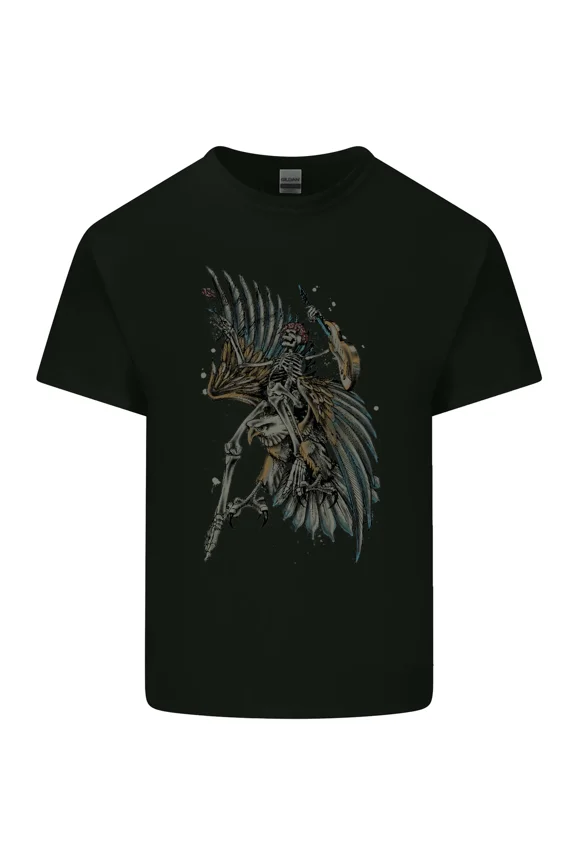 Skeleton Guitar Flying Eagle Funny Guitarist Retro Rock Graphic Style Unisex T-Shirt Y1269, Up to Size 5XL