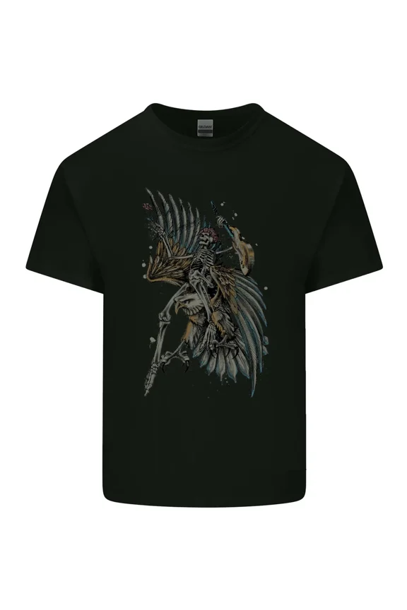Skeleton Guitar Flying an Eagle Guitarist Music Graphic Light Cotton Tee,for unisex up to 5XL