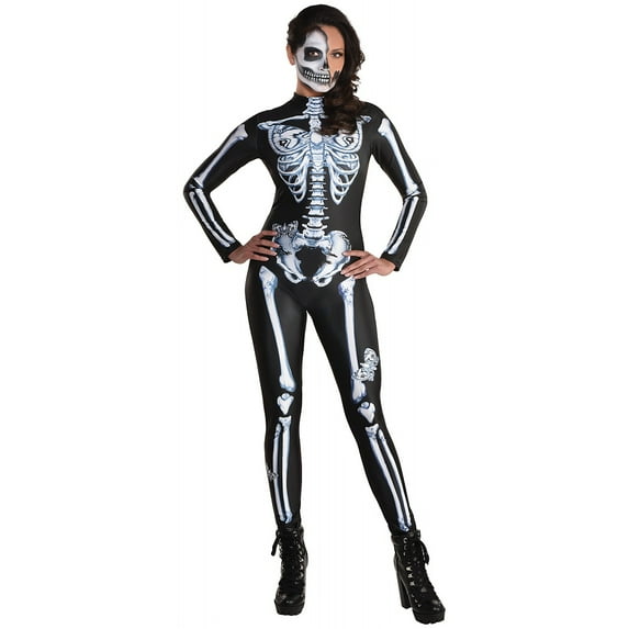 Skeleton Halloween Catsuit Adult Costume - L/XLarge