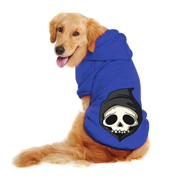 Skeleton Halloween Decor Knit Dog Sweater, 1 Pack Stretchy Polyester DogCostume for Fall Winter Holiday (Blue, XS)