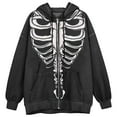 thumbnail image 1 of Skeleton Halloween Hoodies for Men Women 2025 Funny Spooky Hoodie Long Sleeve Zip Up Sweatshirt Pullover Tops, 1 of 2