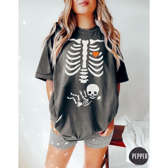 Skeleton Halloween Maternity Shirt, Funny Pregnancy Announcement 2026 TShirt, Spooky Pregnant Costume, New Mommy Tee, Fall Mama to Be Gift