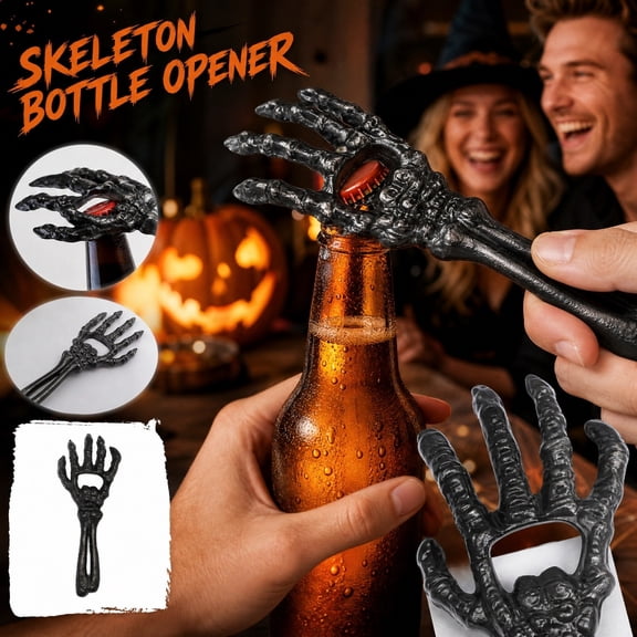Skeleton Hand Bottle Opener, Cool Bottle Opener, Ghost Can Holder With Bottle Opener, Spooky Kitchen Series, Heavy Duty Metal Finish, Outdoor Patio Bar Tool, 1 Pc