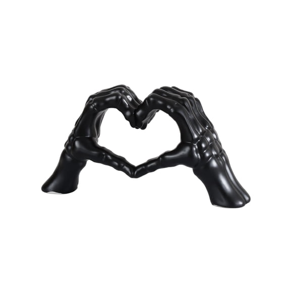 Skeleton Hand Decor Black Heart Gesture 5 X 2.5 Inch Gothic Statue for Halloween Spooky Valentines Home and Party Decor