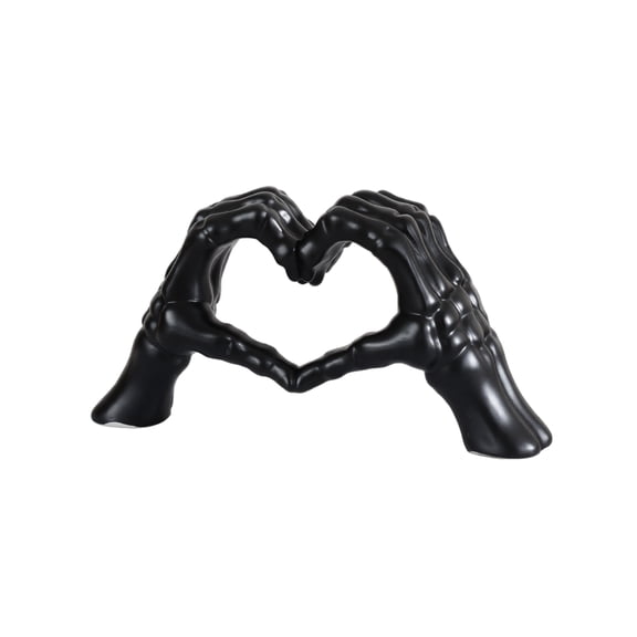 Skeleton Hand Decor Black Heart Gesture 5 X 2.5 Inch Gothic Statue for Halloween Spooky Valentines Home and Party Decor