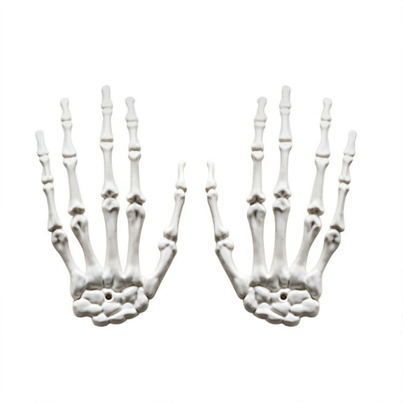Skeleton Hand with Flower Prop, Plastic Bone Hand Decoration for Halloween, Creepy Crawling Claw Ornament for Shelf and Window Sill, Gothic Themed Home Accent