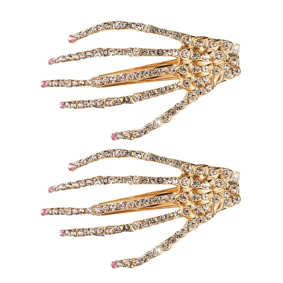 Skeleton Hand Hair Clip Set Halloween Hair Accessories Glam Gothic Barrettes for Women Girls Party Hairstyle 2PCS