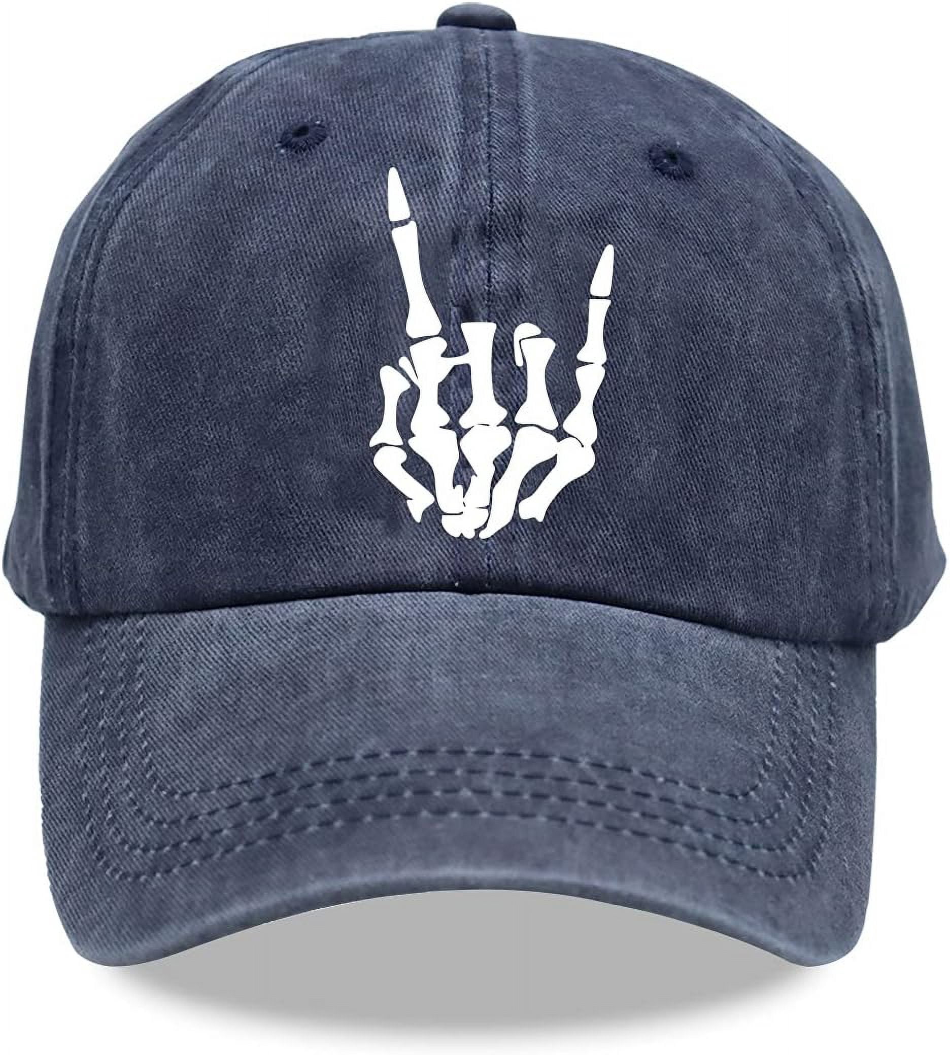 Skeleton Hand Trucker Hat - Embroidered Skull Mesh Snapback Baseball Cap, Adjustable