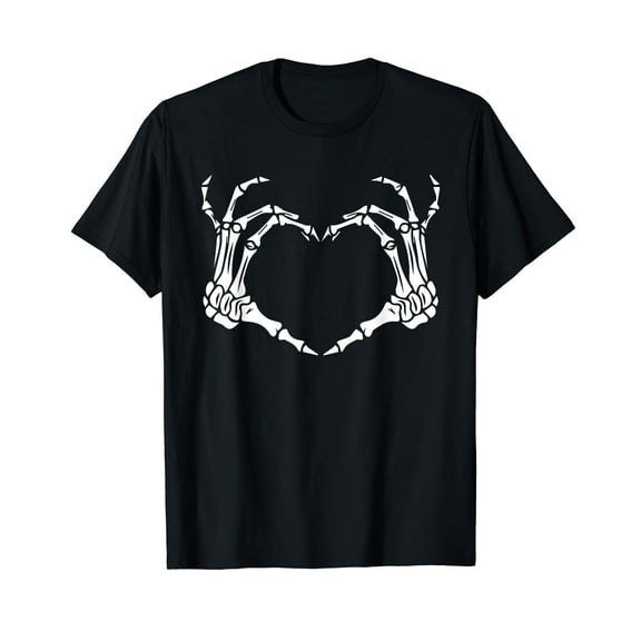 Skeleton Hand Heart Halloween Funny Bones Love T-Shirt