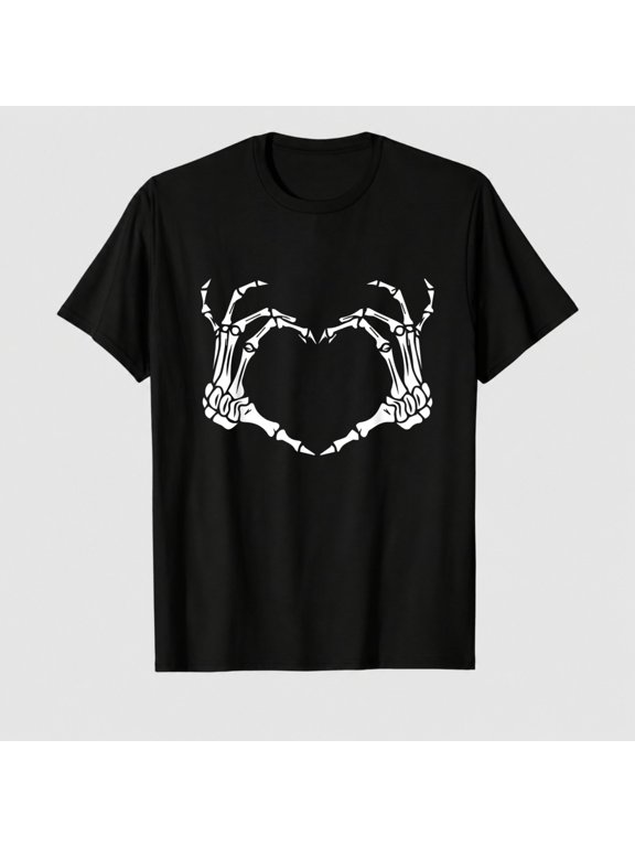 Skeleton Hand Heart Halloween Funny Bones Love T-Shirt