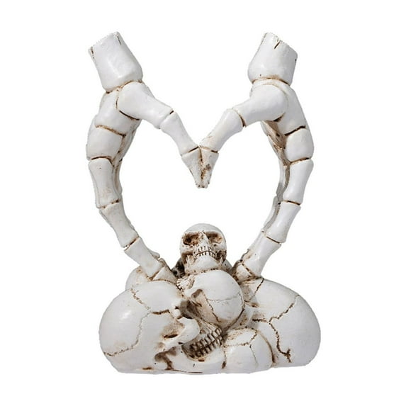 Skeleton Hand Heart Ornament, Resin Halloween Decoration – Spooky Heart-Shaped Figurine for Tabletop, Party & Home Décor