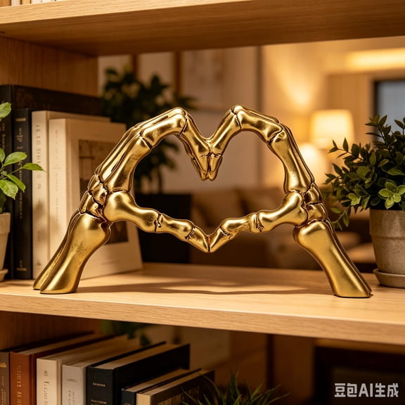 Skeleton Hand Heart Resin Decor, Halloween Hand Gesture Ornament for Desktop & Home Decor