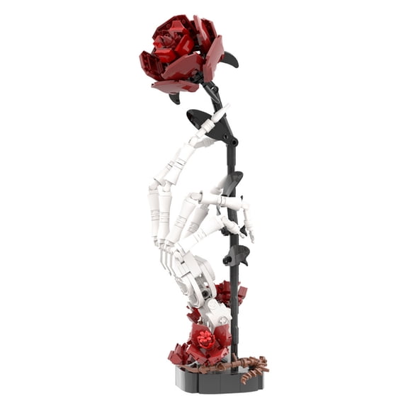 Skeleton Hand Holding Rose Building Blocks Set, 3D Sculpture Model for Teens & Adults, Gothic Home Desk Decor, Creative DIY Gift for Valentines Day, Collection Building Kit for Adult - 357 Pieces