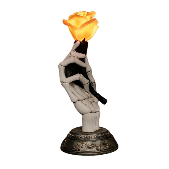 Skeleton Hand Holding Rose Lighted Halloween Decor Figurine Skeleton With Rose Resin