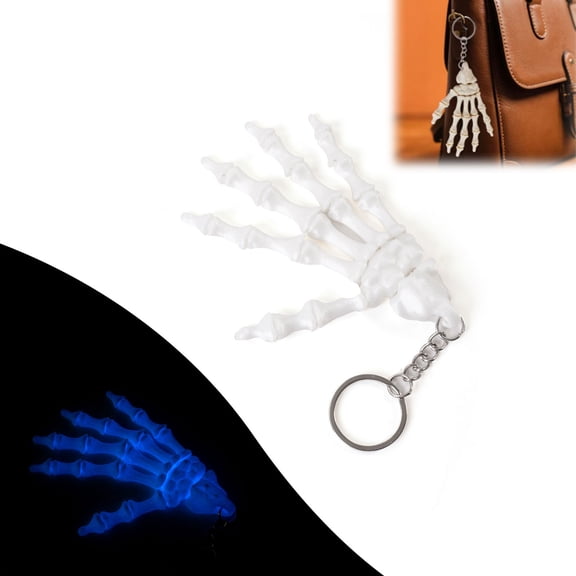 Skeleton Hand Keychain Halloween Bag Charm, Gothic Spooky Skeleton Keychain Pendant for Backpack Purse Handbags, Horror Skeleton Hand Keychain Accessories, Halloween Gifts for Women Men (White, 1PC)
