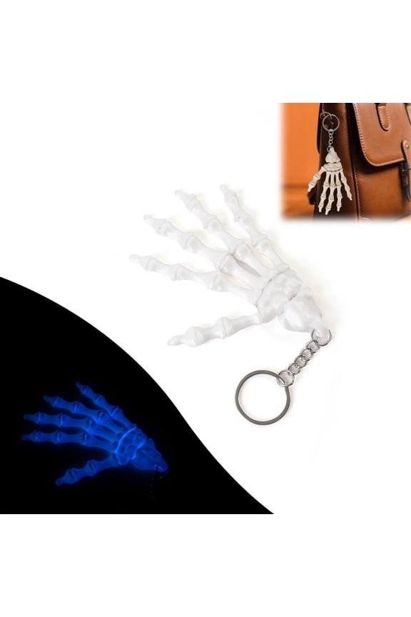 Skeleton Hand Keychain Halloween Bag Charm, Gothic Spooky Skeleton Keychain Pendant for Backpack Purse Handbags, Horror Skeleton Hand Keychain Accessories, Halloween Gifts for Women Men (White, 1PC)