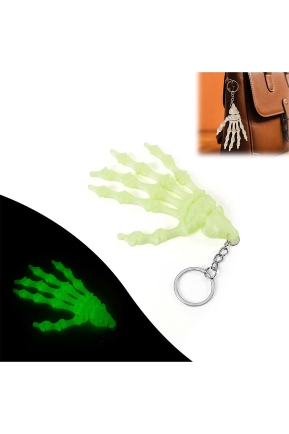 Skeleton Hand Keychain Halloween Bag Charm, Gothic Spooky Skeleton Keychain Pendant for Backpack Purse Handbags, Horror Skeleton Hand Keychain Accessories, Halloween Gifts for Women Men (Green, 1PC)