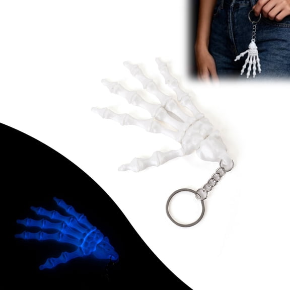 Skeleton Hand Keychain Halloween Bag Charm, Spooky Gothic Skeleton Hand Pendant Keychain for Backpack Purse Handbag, Halloween Skeleton Charm Accessories, Horror Gifts for Women Men (White, 1PC)