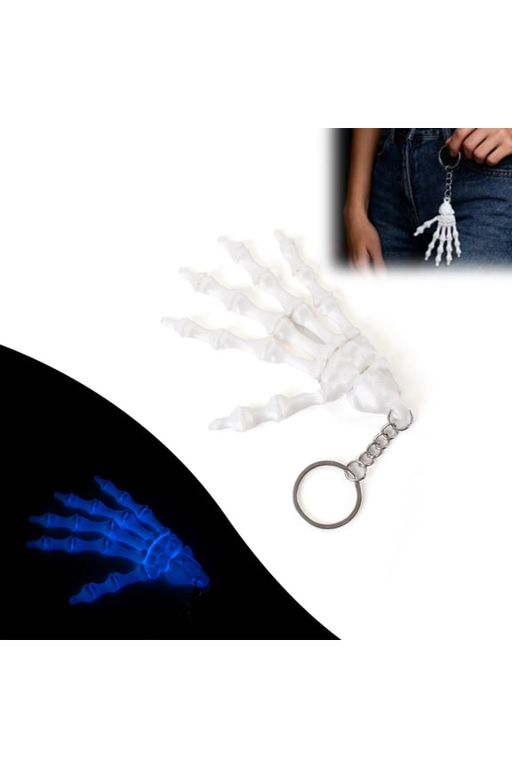 Skeleton Hand Keychain Halloween Bag Charm, Spooky Gothic Skeleton Hand Pendant Keychain for Backpack Purse Handbag, Halloween Skeleton Charm Accessories, Horror Gifts for Women Men (White, 1PC)