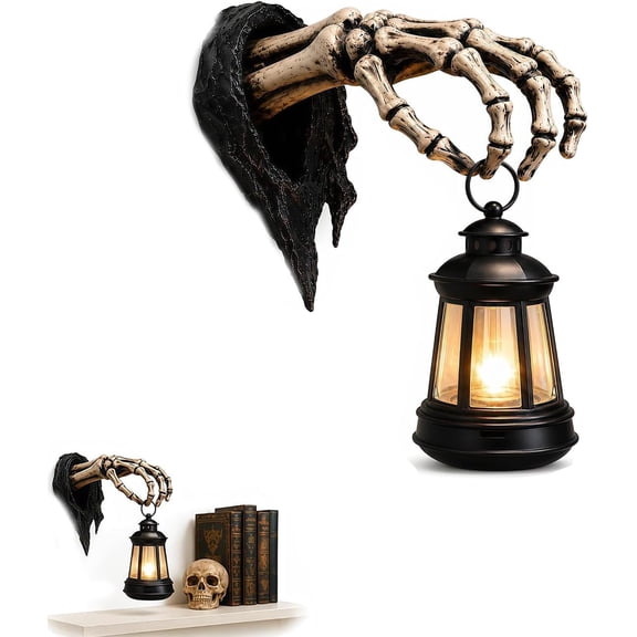 Skeleton Hand Lantern Shelf Light, Skeleton Hand Bookshelf Light, LED Gothic Decorative Bookshelf Lighting, Halloween Decoration Indoor, Halloween Decoration Indoor