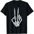 thumbnail image 1 of Skeleton Hand Peace Sign Halloween Costume Bones T-Shirt, 1 of 3