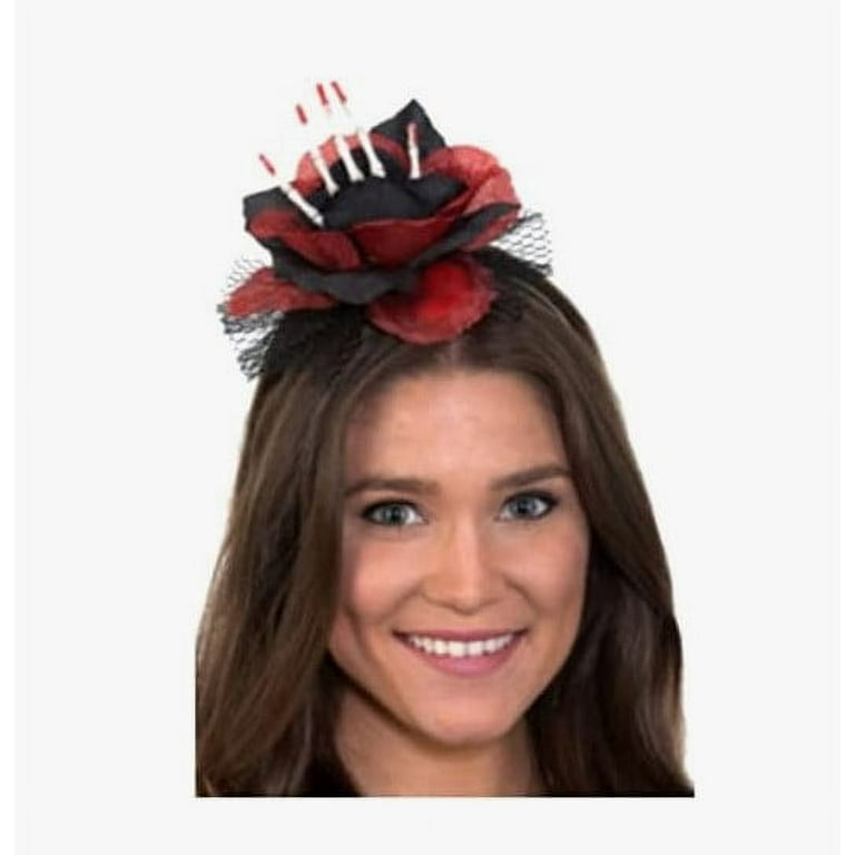 Red Rose & Skeleton Hand Headband Adult Red Rose & Skeleton Hand Headband Adult