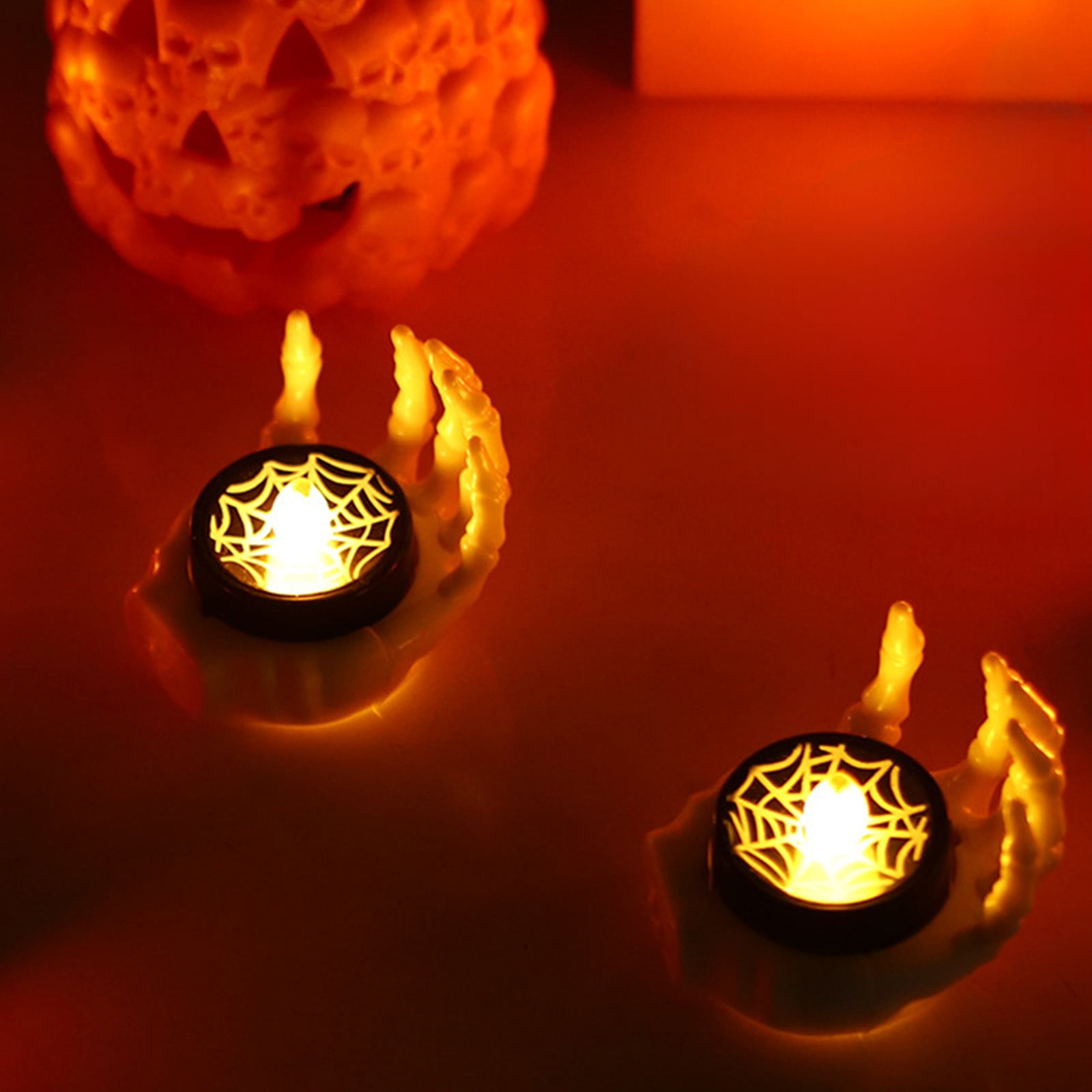 Skeleton Hand Tea Skeleton Hand Tea Light Candle Holders Spooky Halloween Decor Resin ...