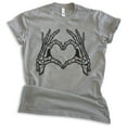 thumbnail image 1 of Skeleton Hands Heart Shirt, Unisex Women's Men's Shirt, Horror Movie Classic Film Lover Halloween Gift, Dark Heather Gray, XX-Large, 1 of 6