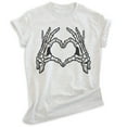 thumbnail image 1 of Skeleton Hands Heart Shirt, Unisex Women's Men's Shirt, Horror Movie Classic Film Lover Halloween Gift, Heather Ash, Medium, 1 of 6