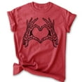 thumbnail image 1 of Skeleton Hands Heart Shirt, Unisex Women's Men's Shirt, Horror Movie Classic Film Lover Halloween Gift, Heather Red, X-Large, 1 of 6