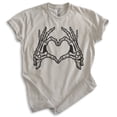 thumbnail image 1 of Skeleton Hands Heart Shirt, Unisex Women's Men's Shirt, Horror Movie Classic Film Lover Halloween Gift, Light Silk Gray, X-Large, 1 of 6