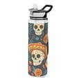thumbnail image 1 of Skeleton Head Flowers Sports Water Bottle Portable Travel Mug 32oz BPA Free Leak Proof Straw Transparent Tritan for Gym Yoga Cycling Camping, 1 of 7