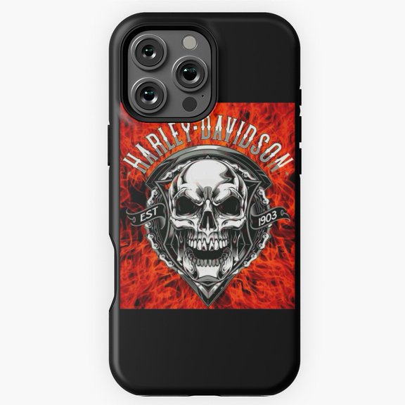 Skeleton Head HD 1903 Harley Davidson Biker Phone Case for iPhone 16 15 14 13 12 11 Pro Max
