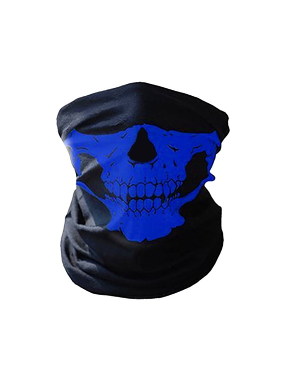 Skeleton Head Mask Breathable Cycling Face Mask For Motorcycle Biking(Blue-One Size)